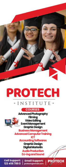 White Red Professional Career And Tech Programs Roll Up Banner 2' × 5' template