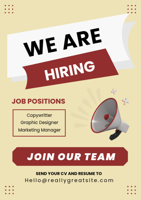 White Red Simple We Are Hiring Flyer Template | PosterMyWall