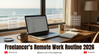 White Remote Work Routine YouTube Thumbnail template