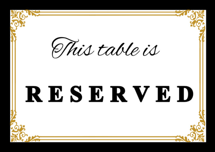 White Reserved Table A4 template