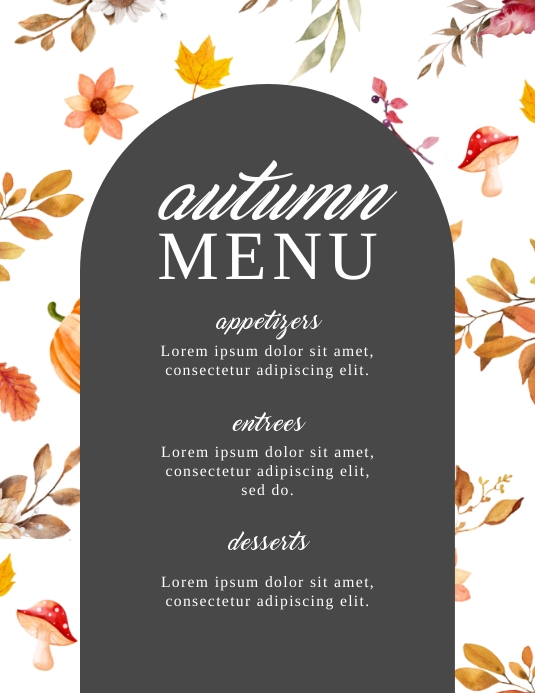 Plantilla de White Restaurant Autumn Menu Flyer | PosterMyWall