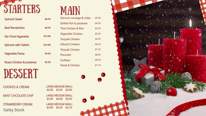 White Restaurant Christmas Display Menu Template Postermywall