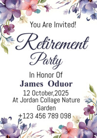 White Retirement Party A1 template