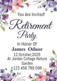 White Retirement Party A1 template