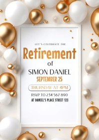 White Retirement Party A5 template