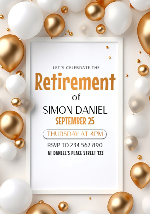White Retirement Party A5 Template | PosterMyWall