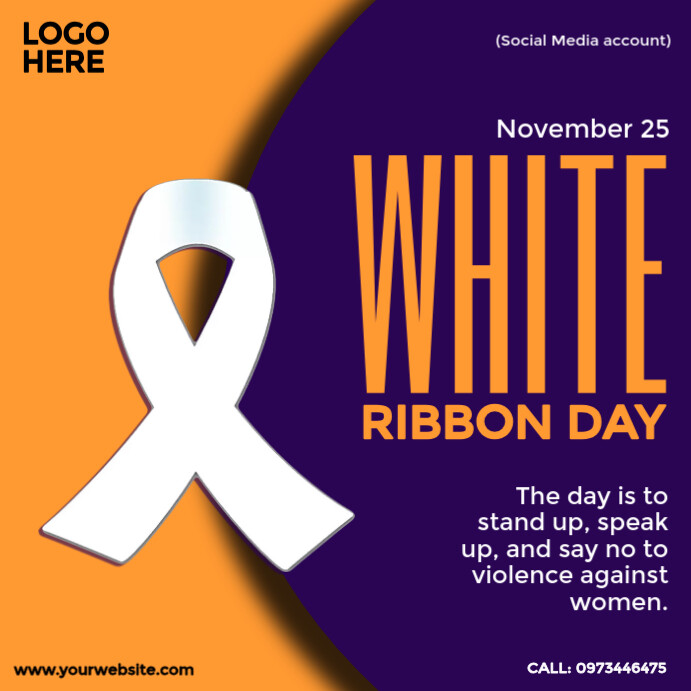 white ribbon day Template | PosterMyWall