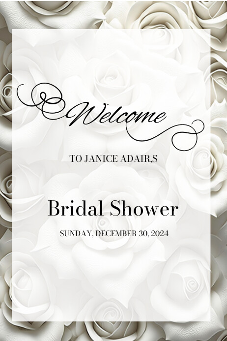 Copy of white rose welcome sign for bridal shower | PosterMyWall