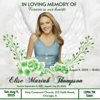 WHITE ROSES GREEN ROSES FUNERAL WINGS Funeral Flyer Memorial Flyer Instagram Post template