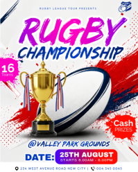 White Rugby Championship Tournament sevens competition fifteens cup promotion flyer template poster Instagram Portrait