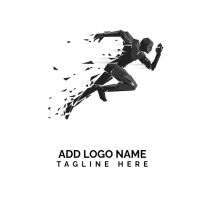 White  Running Sport Silhouette Illustration, Race Logo template