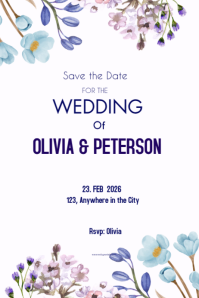 White Save The Date Design  Poster template