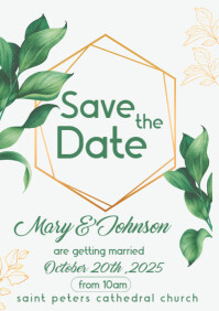 White Save The Date Flyer  A3 template