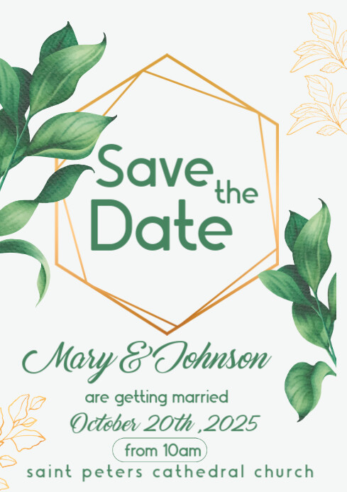 White Save The Date Flyer  A3 template