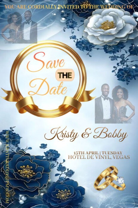 White  Save The Date Poster โปสเตอร์ template