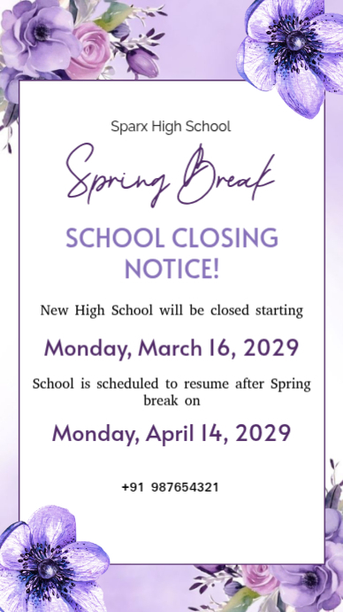 Plantilla de White School Closing Notice Instagram Story | PosterMyWall