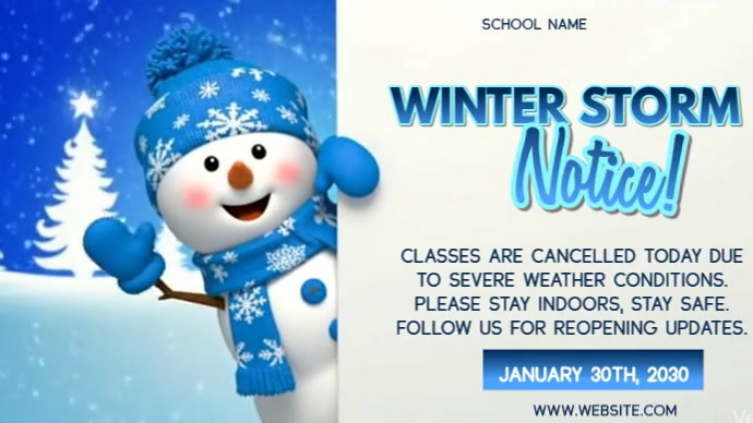 White School Closure Notice Digital Display Video Template | PosterMyWall