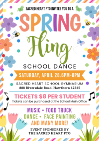 White School Dance Event A4 template