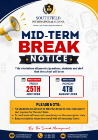 White School Mid-Term Break Notice A4 Template