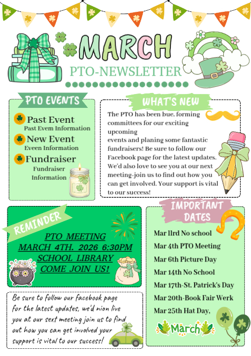 Plantilla de White School PTO Newsletter A4 | PosterMyWall