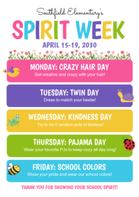 White School Spirit Week A4 template