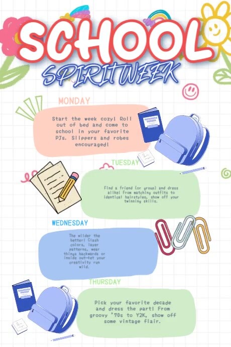 White School Spirit Week  Poster Plakkaat template