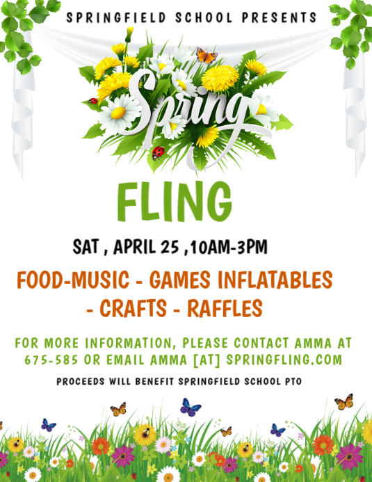 White School Spring Fling Event Flyer Template | PosterMyWall