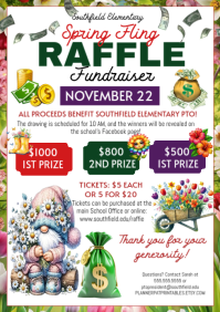 White school spring raffle fundraiser invite A4 template