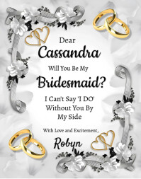 White silver grey Pastel Bridesmaid Proposal  Poster/wallboard Póster/Tablero template