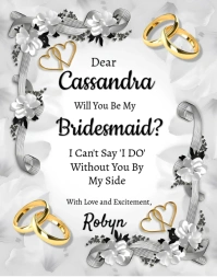 White silver grey Pastel Bridesmaid Proposal  Poster/wallboard template