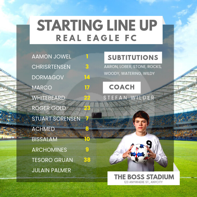 White Simple Starting Line Up Template | PosterMyWall