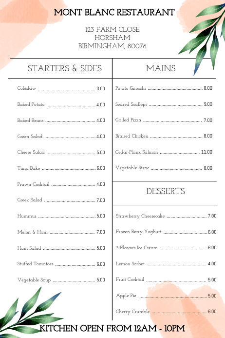 White Simple Summer Menu Poster Template | PosterMyWall