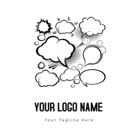 White  Speech  Balloon  Cloud Euclidean Logo template