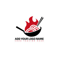 White  Spicy Noodle Food/business/hot Noodles/fire Noodles Branding  Chili/sizzling Noodles/identity Logo template
