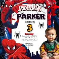 White Spider-Man Birthday Invitation Instagram Post Instagram-opslag template