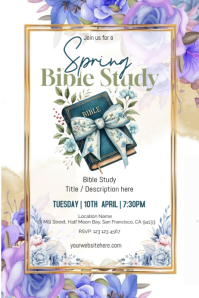 White Spring Bible Study Group Invite Poster template