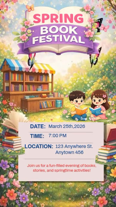 Plantilla de White Spring Book Festival Instagram Story Video ...