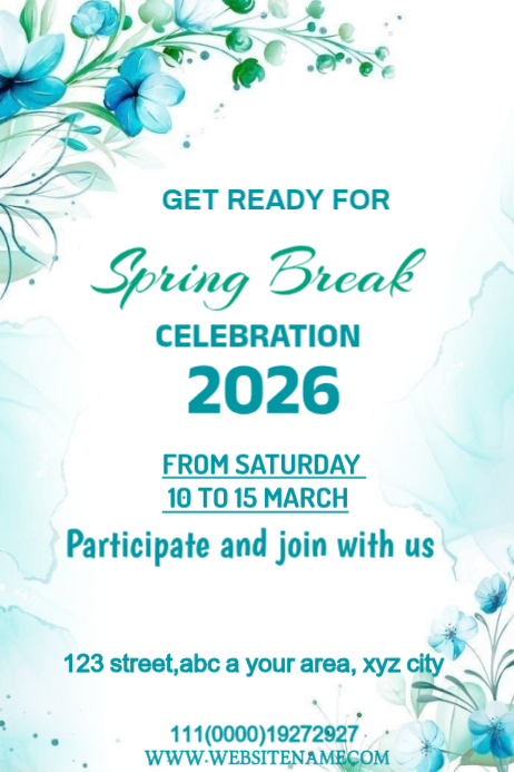 White Spring Break Poster Template | PosterMyWall