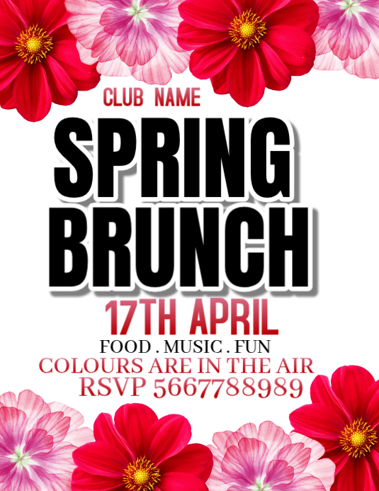 White Spring Brunch Flyer Template | PosterMyWall
