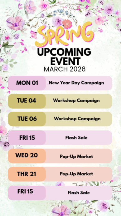 White Spring Calendar Of Events Instagram Story Template | PosterMyWall