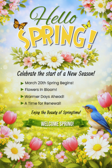 White Spring Celebration Poster Template | PosterMyWall