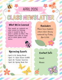 White Spring Class Newsletter Flyer (us Letter) template