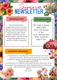 White Spring Classroom Newsletter A4 template