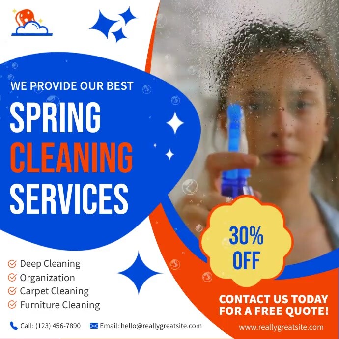 White spring cleaning advert social media Template | PosterMyWall