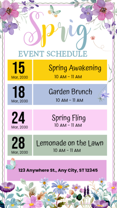 Copy of White Spring Event Schedule Instagram Story | PosterMyWall