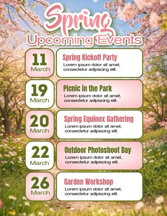 Modèle White Spring Events Flyer | PosterMyWall