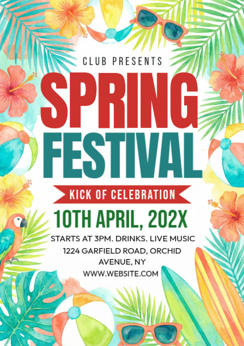 White Spring Festival A4 Template | PosterMyWall
