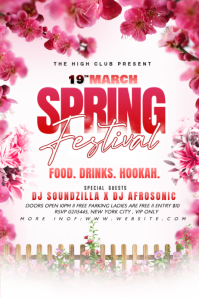 White Spring Festival Party Flyer Design Banner 4' × 6' template