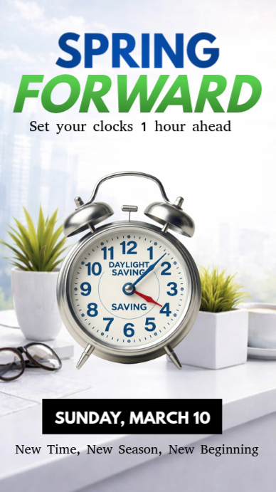 Spring Forward Sign 2026 White Spring Forward 2026daylight Saving Reminder Instagram Story ...