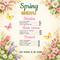 White Spring Irish Menu Square สี่เหลี่ยมจัตุรัส (1:1) template
